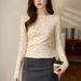 2025 #Selection Of Premium Products # Micro Rolled Edge Age Reducing Polka Dot T-Shirt For Women's Long Sleeved 2025 Autumn_ecoleips.com