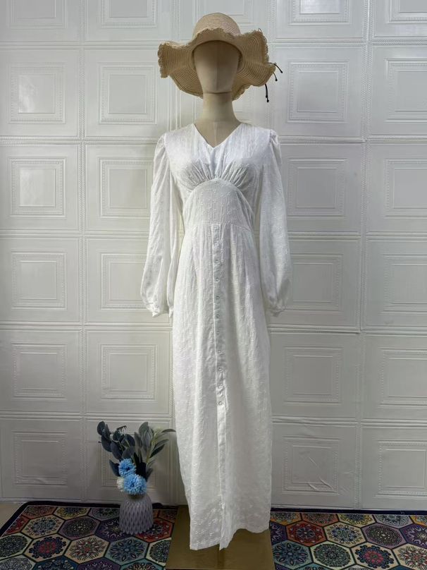 Muslim Dress Women American Long Sleeve Summer Dress Elegant Casual Comfortable Fashion Muslim Clothing Polyester_ecoleips.com