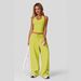 Women's Clothing Comfortable Two Piece Set Backless Wide Leg Trousers Sporty Casual Design Beautiful Loose Fit Pant Set_ecoleips.com