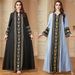 4178 Women's Robe Embroidered Patchwork Long Long-sleeved European And American Style Dress_ecoleips.com