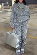 Women's Clothing Women's Printed Pocket Long-sleeved Sweatshirt 2-piece Set Trousers Suit_ecoleips.com