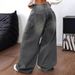Women's Wide Leg Extra Long Jeans Distressed Washed Grey Casual Loose Trousers Floor Length Amazon E Commerce_ecoleips.com