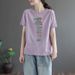 Round Neck Short-Sleeve Versatile For Women, Plus-Size Loose Fashion Solid Color Vintage T-Shirt For Women, Summer Plus-_ecoleips.com