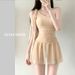 Women's One Piece Swimsuit Solid Color One Shoulder Dress Style Conservative Slimming Girlish Pure Sexy for Vacations And Hot Springs_ecoleips.com