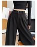 Black Velvet Suit Pants 2025 New Autumn And Winter Lazy High-end Large Size Fat Mm Loose And Thin Wide-leg Pants_ecoleips.com