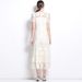 Ivory White Lace Dress With Diamond Bow & Rose Embroidery - Elegant Slim Fit (High Grade Formal Gown)_ecoleips.com