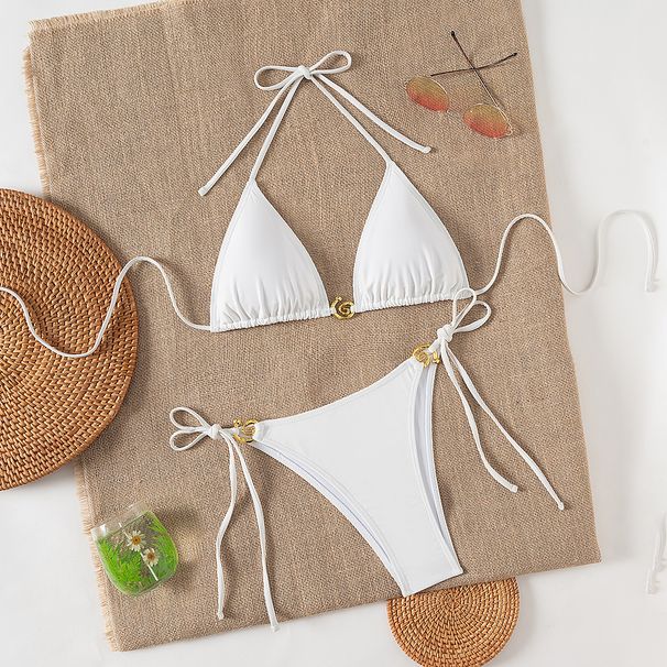 Women's Clothing Solid Color Strap Backless Sexy Split Swimsuit Bikini Bikini_ecoleips.com