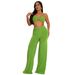 Women's Clothing Summer Hot Sale Decorative Buckle Solid Color Sexy Halter Neck Two Piece Set_ecoleips.com