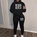Women's Casual Street Dance Hooded Sweatshirt Autumn Winter Fashion Warm Never Give up Letter Print Sports Set_ecoleips.com