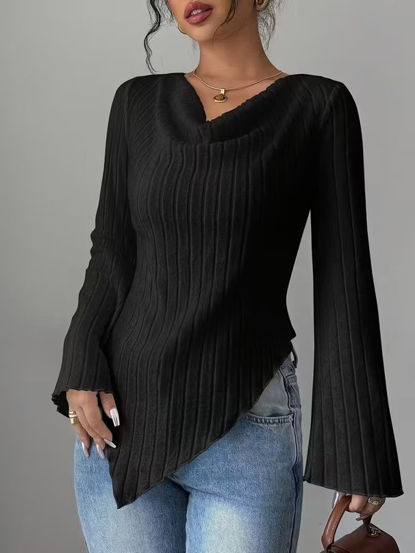 Women's V-Neck Long-Sleeve T-Shirt – Classic & Comfortable (White/Black/Brown, S-XXL)_ecoleips.com