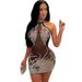 Women's Clothing Sexy Tight Mesh Mesh Hot Diamond See Through Nightclub Ladies Dress_ecoleips.com