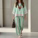 Women's Striped Two Piece Set European American Style Casual Loose Fit Summer Vacation Wide Leg Pants Fashion Cross Border_ecoleips.com