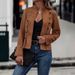 Solid Color Double-Breasted Decorative Jacket Deerskin Velodle Vintage Long Sleeve Coat Top Wholesale_ecoleips.com