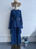 Verve 2025 Muslim Autumn Comfortable Casual Waist-Cinching Batwing Long Sleeve Solid Color Set_ecoleips.com