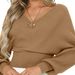 Women's Oversized Knit Sweater Soft Casual Long Sleeve Pullover Top With Lantern Sleeves - Spring Fashion Solid Color Loose Fit Tunic For Daily Wear _ecoleips.com