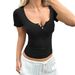 Cross-border European And American Y2K Sexy Button-up Tank Top Short-sleeve T-shirt, Women's Clothing, 2026_ecoleips.com