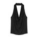 Elegant Blue Halter Neck Women's Camisole Sexy Slim Fit Sleeveless Backless Top for Summer Wear Alone_ecoleips.com
