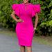 Women's Clothing New Fashion Sexy Lotus Sleeve Beaded Party Dinner Dress _ecoleips.com