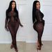 Women’s Sexy Sheer Mesh Rhinestone Bodycon Dress – Long Sleeve Elegant Evening Dress For Parties & Special Occasions_ecoleips.com