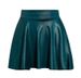 2025 New Women's Leather PU Black Slimming Casual Midi Sexy Pleated Pants Skirt Plus Size_ecoleips.com