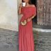 Women's Elegant Off-Shoulder Long Dress Semi-Sheer Stylish Autumn Fashion_ecoleips.com