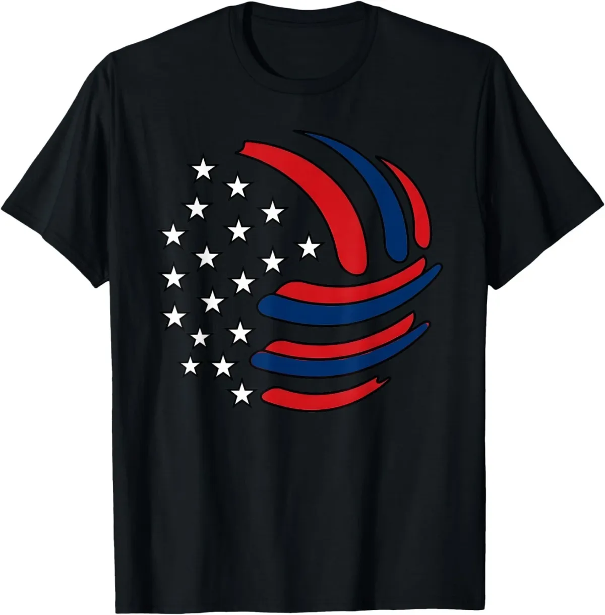 Women's T-Shirts Volleyball American Flag Patriotic USA Stars And Spikes T-Shirt_ecoleips.com