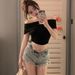 Off The Shoulder Slim Fit T-Shirt Sexy Short Top For Hot Girl Tight Waist Base Layer Women's Clothing_ecoleips.com