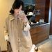 Long Island Lover Korean-style Spliced Cuff Lace Mid-length Trench 2025 New Loose-fit Autumn Coat_ecoleips.com