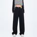 High-waisted Fleece-lined Black Straight-leg Jeans Women, Autumn Winter, Plus Size, For Pear-shaped Body Types, Loose_ecoleips.com