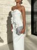 Women Sexy Bodycon Dress Fashion White Elegant Strapless Flower Slim Dress Casual Streetwear Club Birthday Party Dresses 4DUQ_ecoleips.com