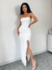 "Elegant Strapless Slit Dress For Women - Solid Color Bodycon Dress With Fitted Waist, Perfect For Evening Parties & Special Occasions"_ecoleips.com