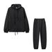 Women's Clothing Autumn And Winter New Women's Clothing Hooded Large Pocket Solid Color Loose Casual Sweater Trousers Two Piece Set_ecoleips.com