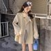 Korean Chic Trench Coat – Oversized British-Inspired Lapel Jacket With Belt (Beige/Black, M-3XL)_ecoleips.com