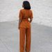 Women's Belted Wide Leg Pants Suit European American Style Spring New Commuter Office Clothing Set_ecoleips.com
