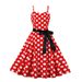 Women's Clothing Polka Dot Dress Retro Long Skirt With Lace Up Skirt With Suspenders_ecoleips.com