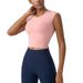 JOOMON European American Style Hollow-out Back Tank Top For Women With Chest Pads, Long Style, High-end Sports And_ecoleips.com
