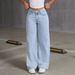 Cross-border Bestseller Bow-embroidered Jeans For Girls, Sweet And Spicy Style, High-waisted Straight-leg Loose_ecoleips.com