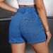 Women's Clothing New Fashion High-Waisted Flounce Hem Denim Shorts For Women – Retro & Versatile Summer Casual Shorts (Light Blue & Dark Blue)_ecoleips.com