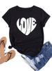 European And American Cross-border Foreign Trade Women's Clothing, Simple Heart-printed Round-neck Short-sleeve T-shirt_ecoleips.com