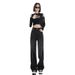 Black And Gray High-waisted Wide-leg Jeans For Women, 2026 Spring-summer New Style, Versatile, Loose, Drapey_ecoleips.com