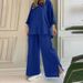 New European And American Women's Clothing Lapel Long Sleeved Shirts Spring And Autumn Casual Solid Color Pants Wide Leg Suits_ecoleips.com