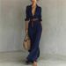 Women's Elegant Sexy Solid Color Dress Autumn Irregular Design With Belt European American Style_ecoleips.com