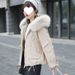 girl Girl Girl Girl Fleece-Lined Cotton Jacket 2025 Winter New Korean Style Casual Slim Fit Short Hooded Parka With Large Fur Collar Trendy_ecoleips.com