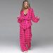 Women's Clothing New Printed Cardigan Pajamas Trousers Pajamas Two Piece Loose Casual Ladies Home Clothes_ecoleips.com