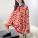 girl Loose Collar Red Christmas Student Sweater Women Pullover Lazy Outerwear Autumn Winter New Style_ecoleips.com