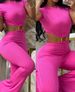 Women's Clothing Autumn Sexy Round Neck Backless Slim Fit Butt Lift Solid Color Bootcut Jumpsuit Sportswear_ecoleips.com