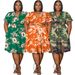 Women's Plus Size Skirt Set V Neck Short Skirt With Pockets Ruffled Sleeves Tie American Style Spring/Autumn Summer_ecoleips.com