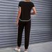 Women's Clothing Color Block Trim Casual Suit Spring Summer Autumn American Style Simple Loose Fit Short Sleeve_ecoleips.com