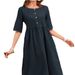 2026 Spring/Summer European And American . Independent Site Cotton Linen Round Neck Loose Casual Solid Color_ecoleips.com