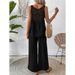 Women New Solid Color Black Hollow Lace Suit_ecoleips.com